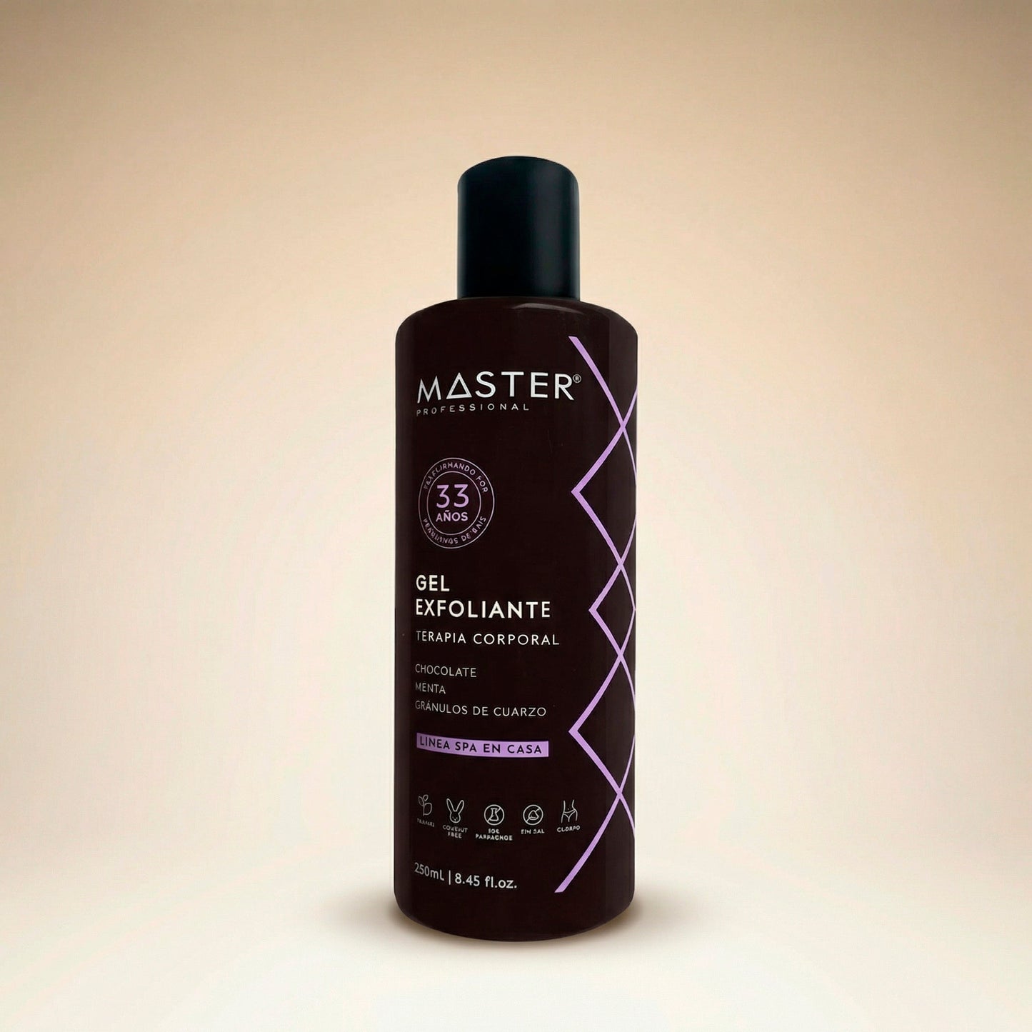 GEL EXFOLIANTE CHOCOLATE, MENTA, GRÁNULOS DE CUARZO 250mL